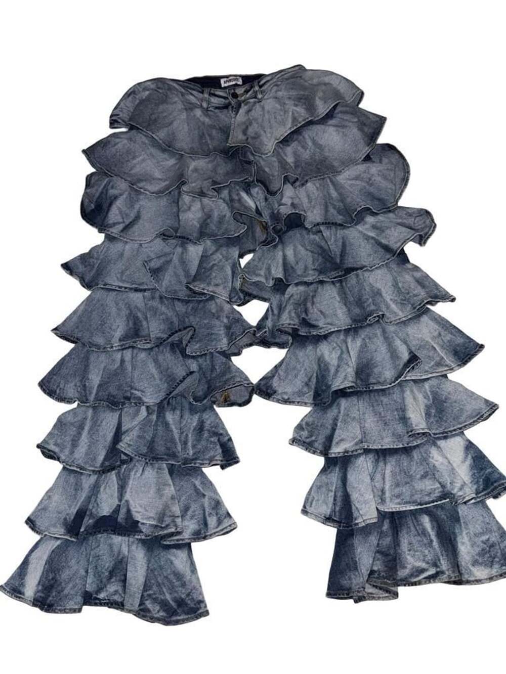 Aphrodite Tiered Ruffle Denim Jeans Size M (28)